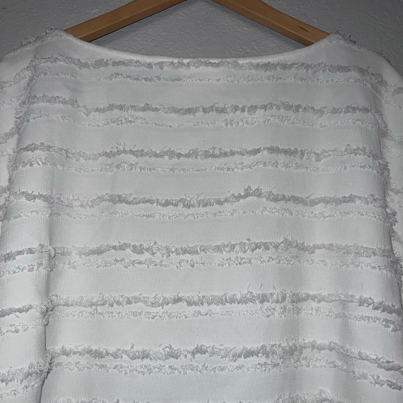 Maeve by Anthropologie Women White Textured Fringe Tassel Ruffle Top - Picture 4 of 7